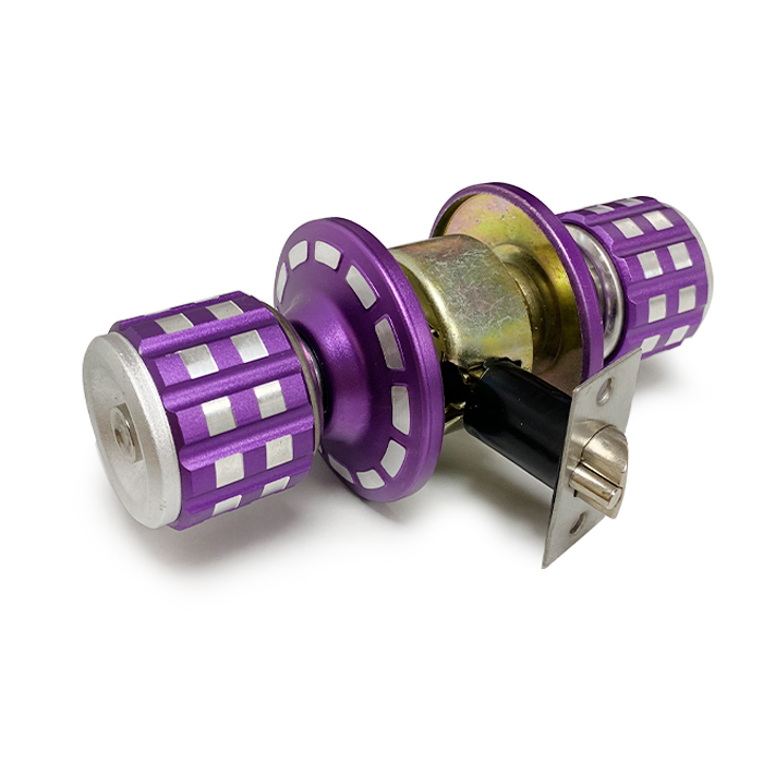 Aluminum Alloy Purple Cylindrical Locks for Bedrooms and Bathrooms