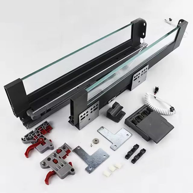 Soft Close Led Light Kitchen Cabinet Drawer Slides with Glass Drawer Fitting Full Extension