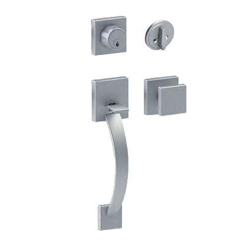 2025 New Arrivals Double Door Grip Handle Set Keyed Entry Handle and Dummy Lock Set 