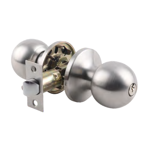 Polished Brass Cylinder Tubular Door Knob Lock Set With Normal Keys Anti-theft Feature