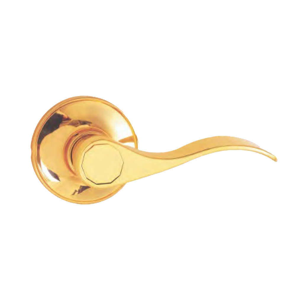 Stylish and Security Zinc Alloy Passage Door Lever Lock Handle Set Polished Brass Color for Home Hotel and Villa