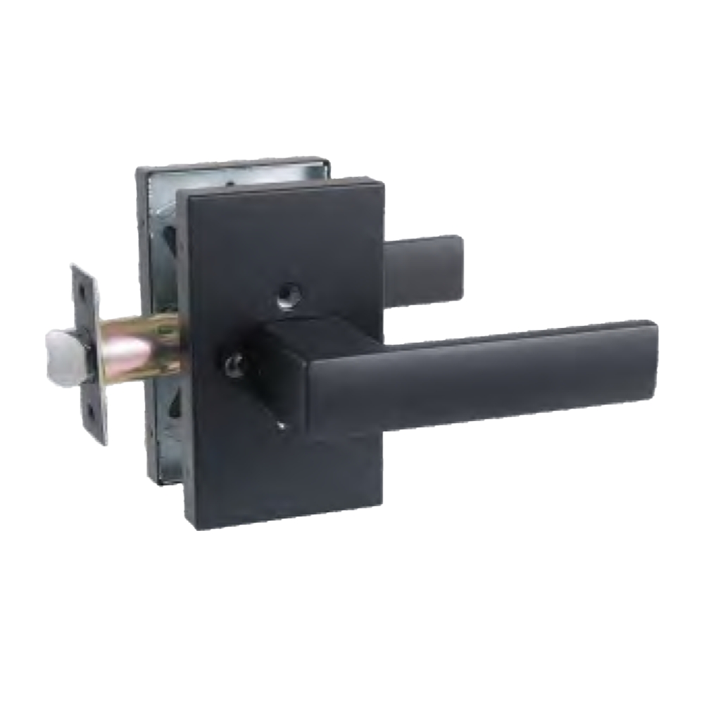 Zinc Alloy Tubular Lever Door Handle Lock Set Square Rose Door Handle Lever Lock for Bathroom